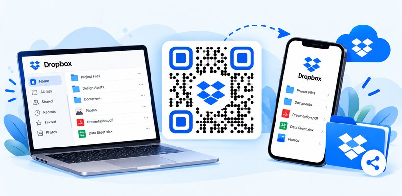 Codice QR per Dropbox che apre un link Dropbox condiviso