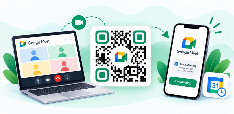 Google Meet QR code that opens a Google Meet link