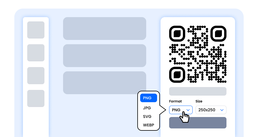 Sélectionnez le format et la taille pour votre code QR